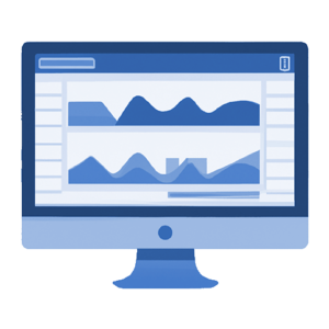 An illustration of a computer showing a dashboard used to manage Triton Vape Detectors