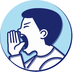An illustration of a child yelling as if he were in distress or causing distress