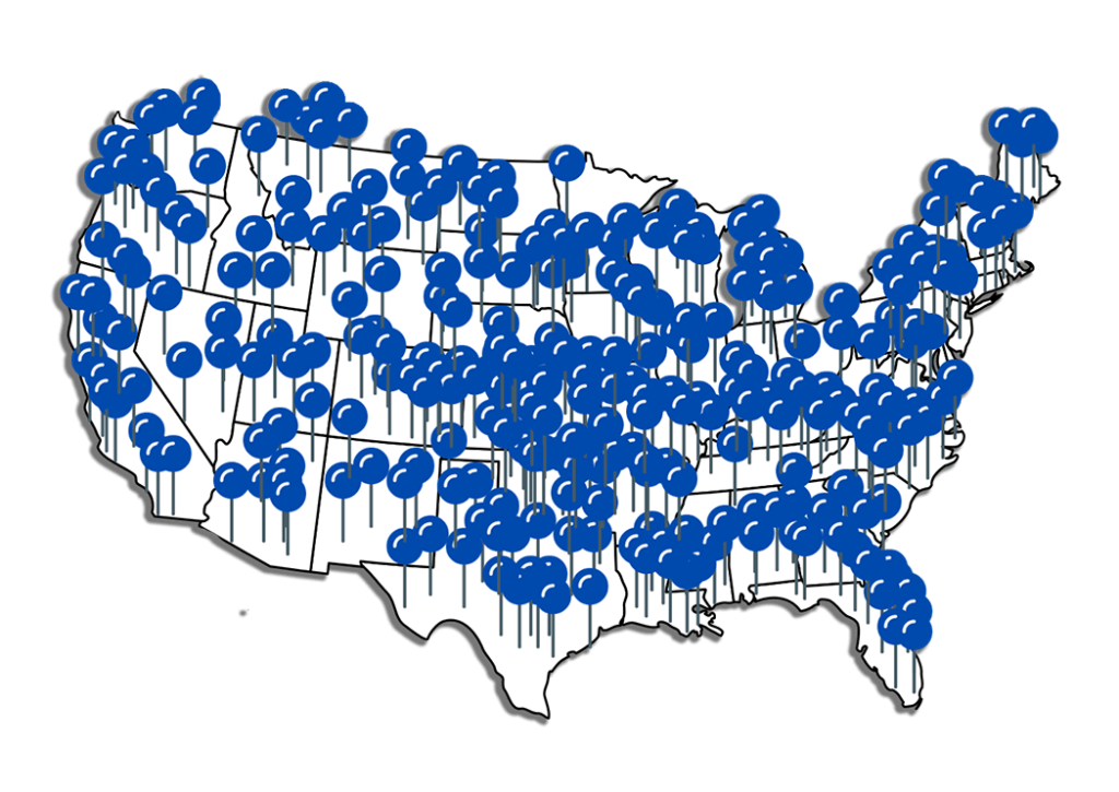 A map representing Triton Sensors' US customers